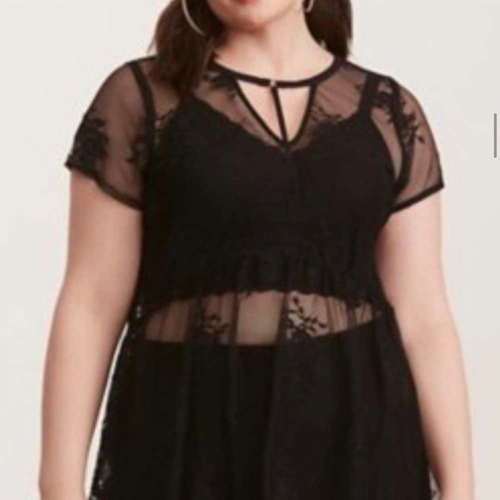 Black Lace Hi-Lo Tunic